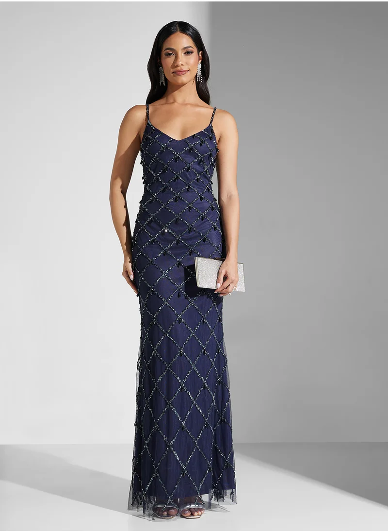 Namshi x Strappy Tear Drop Detail Embellished Dress