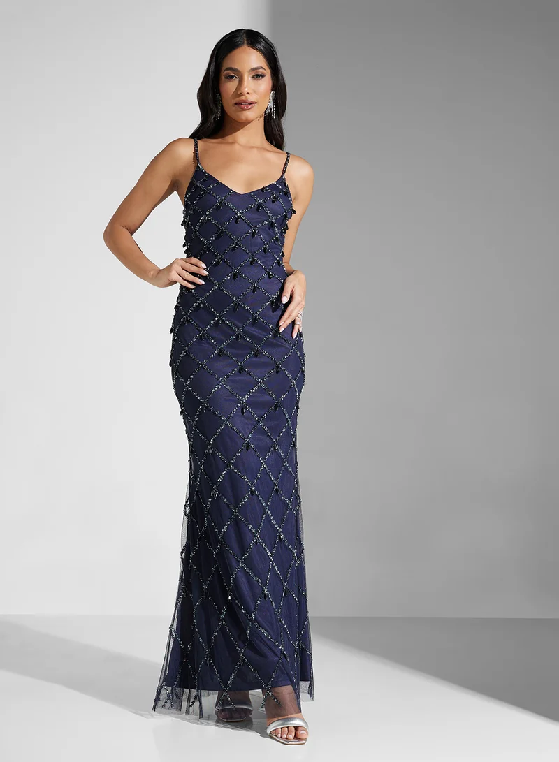 Namshi x Strappy Tear Drop Detail Embellished Dress