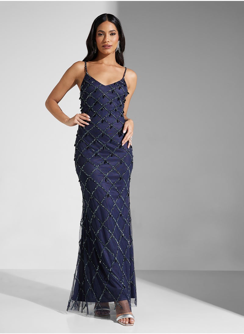 Namshi x Strappy Tear Drop Detail Embellished Dress  - Image 5