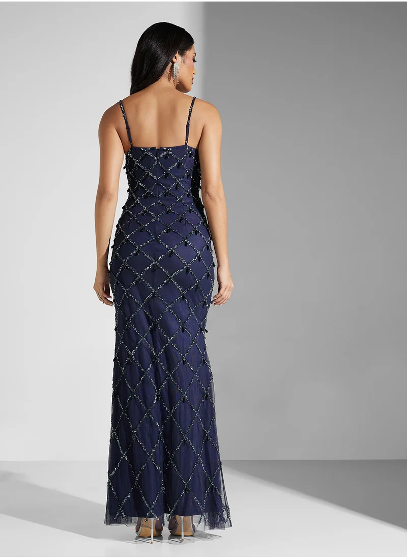 Namshi x Strappy Tear Drop Detail Embellished Dress