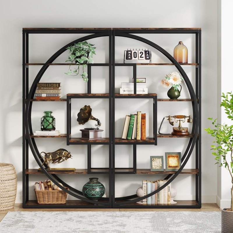 Tribesigns Bookshelf, Industrial 5-Tier Etagere Bookcase, 180cm Tall Bookshelf with 8 Open Storage Shelf, Book Shelf Display Tack Shelving Unit for Home Office Living Room, Rustic Brown - Image 3