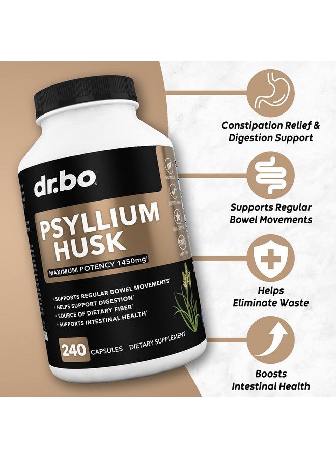 dr.bo Psyllium Husk Capsule Fiber Supplement - Natural Powder Capsules for Constipation Relief for Adults - Nutritional Soluble Fiber Pills & Daily Regularity Support - Bulk Seed Husks Digestion Supplements - Image 2