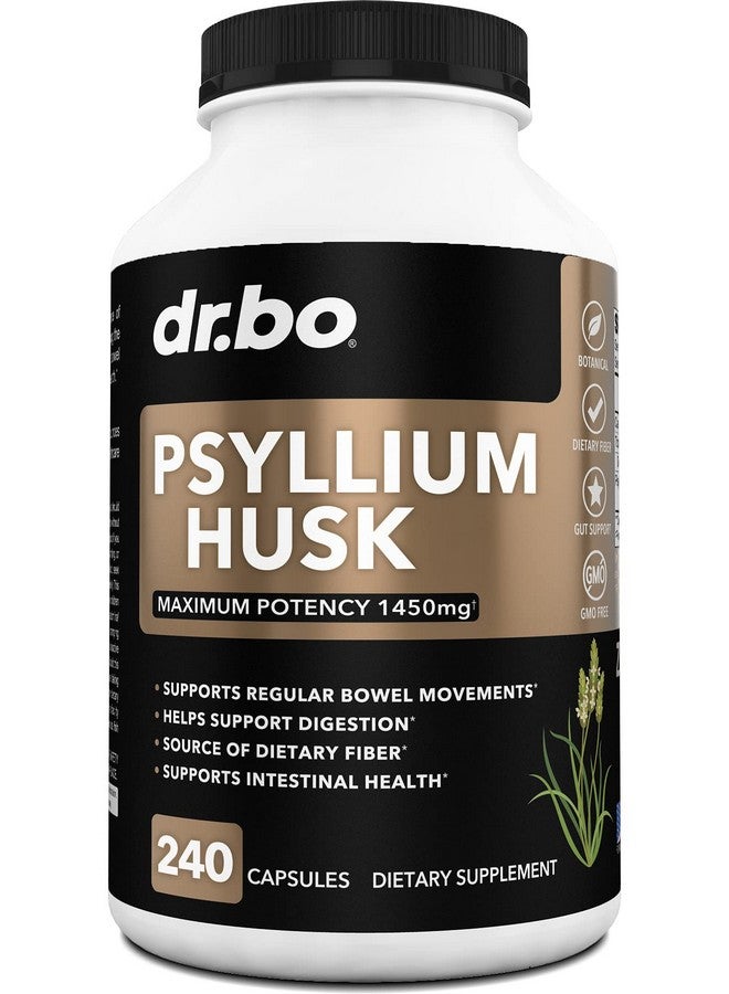 dr.bo Psyllium Husk Capsule Fiber Supplement - Natural Powder Capsules for Constipation Relief for Adults - Nutritional Soluble Fiber Pills & Daily Regularity Support - Bulk Seed Husks Digestion Supplements - Image 1