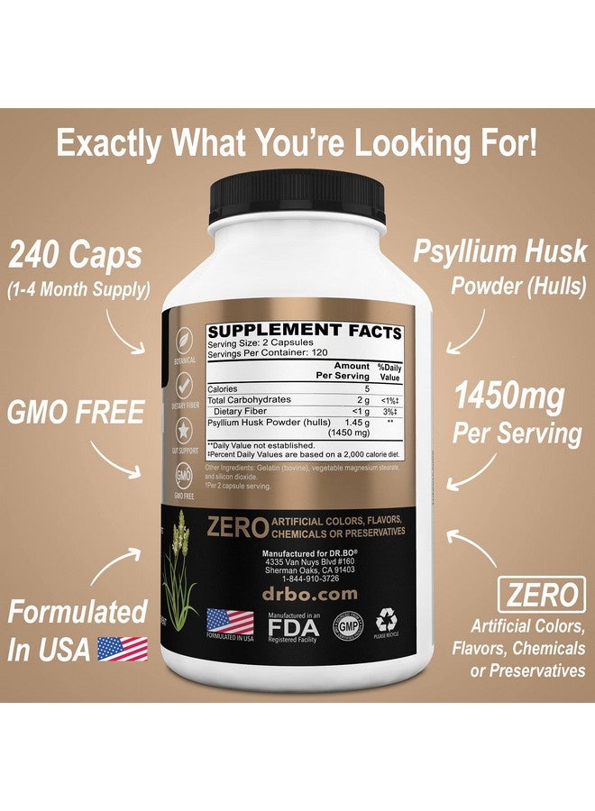 dr.bo Psyllium Husk Capsule Fiber Supplement - Natural Powder Capsules for Constipation Relief for Adults - Nutritional Soluble Fiber Pills & Daily Regularity Support - Bulk Seed Husks Digestion Supplements - Image 4