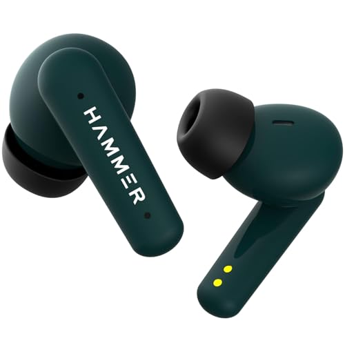 Hammer هامر إيرفلو بلس سماعات أذن TWS مع بلوتوث 5.1، تحكم باللمس الذكي، شحن Type-C، مقاومة IPX4 للعرق، صوت ستيريو، حتى 23 ساعة تشغيل، عزل الضوضاء (أخضر زمردي) - Image 1