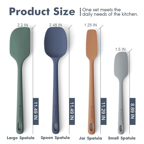 ChefAide 4 Pieces Silicone Spatula Set, Food Grade Rubber Spatula, Upgrade Strong Handle with Ergonomic Grip, Heat Resistant for Nonstick Cookware, Cooking - Image 2