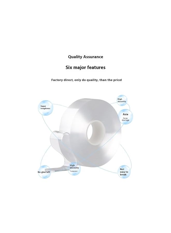 PROMASS promass 2 Rolls Heavy Duty Double-Sided Nano Tape - 79"x1.2" & 0.4" - Removable, Clear & Strong Adhesive for Posters, Carpets, Pictures, Rugs, Walls & Outdoor Use - Multi-Purpose Hanging Strips  - Image 2