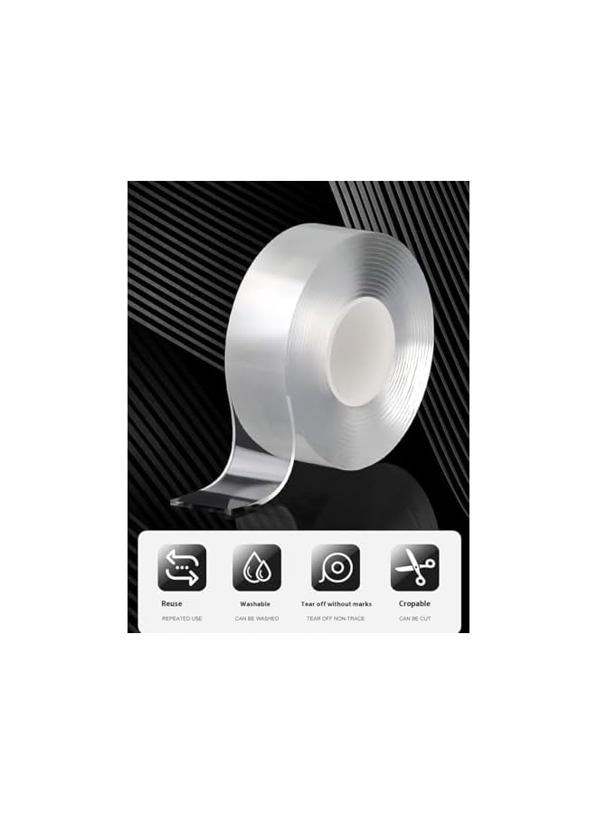 PROMASS promass 2 Rolls Heavy Duty Double-Sided Nano Tape - 79"x1.2" & 0.4" - Removable, Clear & Strong Adhesive for Posters, Carpets, Pictures, Rugs, Walls & Outdoor Use - Multi-Purpose Hanging Strips  - Image 3