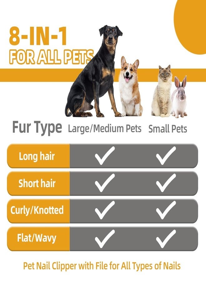 KUEIOX Dog Brush for Shedding,9 PCS in One Pet Slicker Hair Brush Kit with Pet Nail Clipper and File - Dog Cat Grooming Deshedding Undercoat Rake Brush Comb for All Small Large Dogs Cats Grey - Image 2