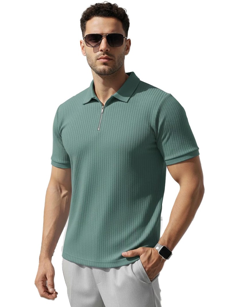 LEOTUDE Men's Solid Super Soft Classic Polo T-Shirt: Regular Fit (P89_Grey_P_Multi_L) - Image 3