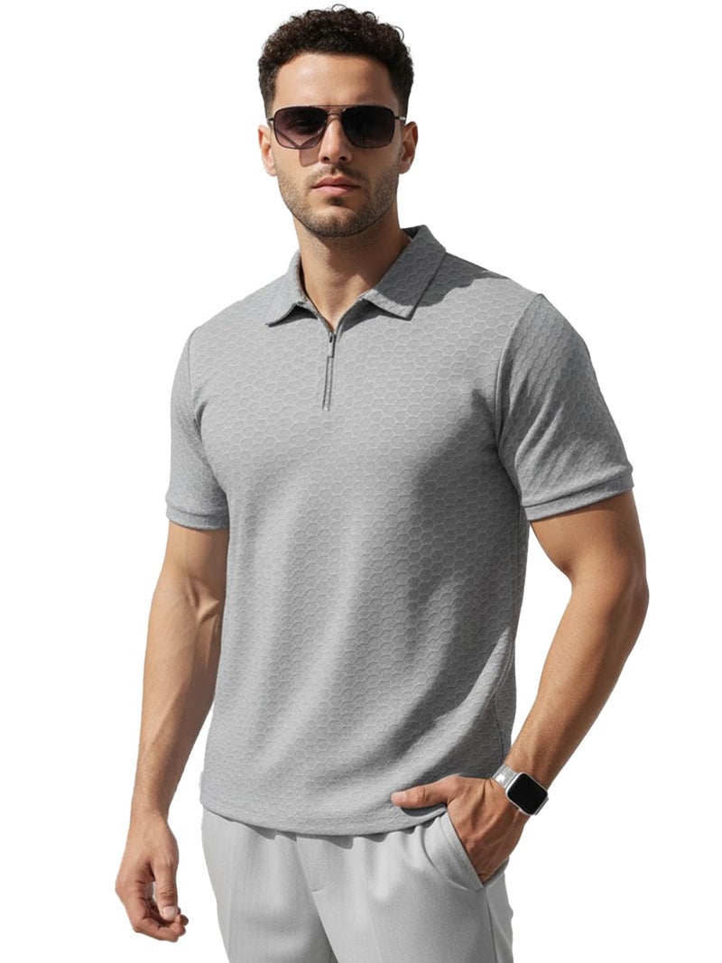 LEOTUDE Men's Solid Super Soft Classic Polo T-Shirt: Regular Fit (P89_Grey_P_Multi_L) - Image 2