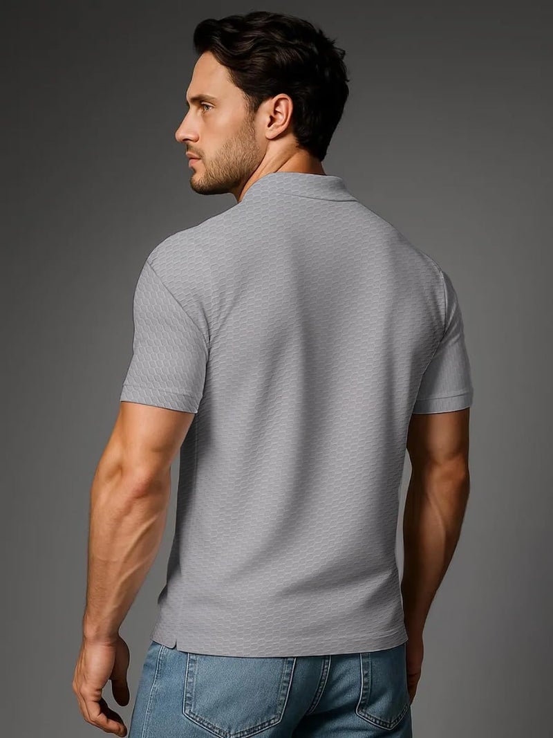 LEOTUDE Men's Solid Super Soft Classic Polo T-Shirt: Regular Fit (P89_Grey_P_Multi_L) - Image 5