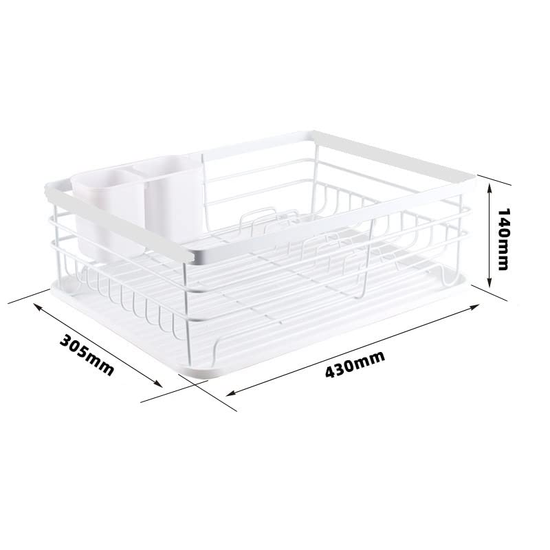 HAKKU Kitchen Dish Rack Drainer Drying Rack with Removable Drain Board Rack 2Tier Large Size 43L32W27H cm White - Image 4
