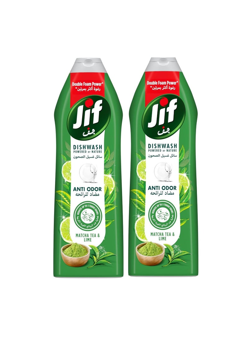 Jif Anti Odor Dishwashing Liquid Lime & Matcha Tea Double Foam Power 670ml Pack of 2  - Image 1