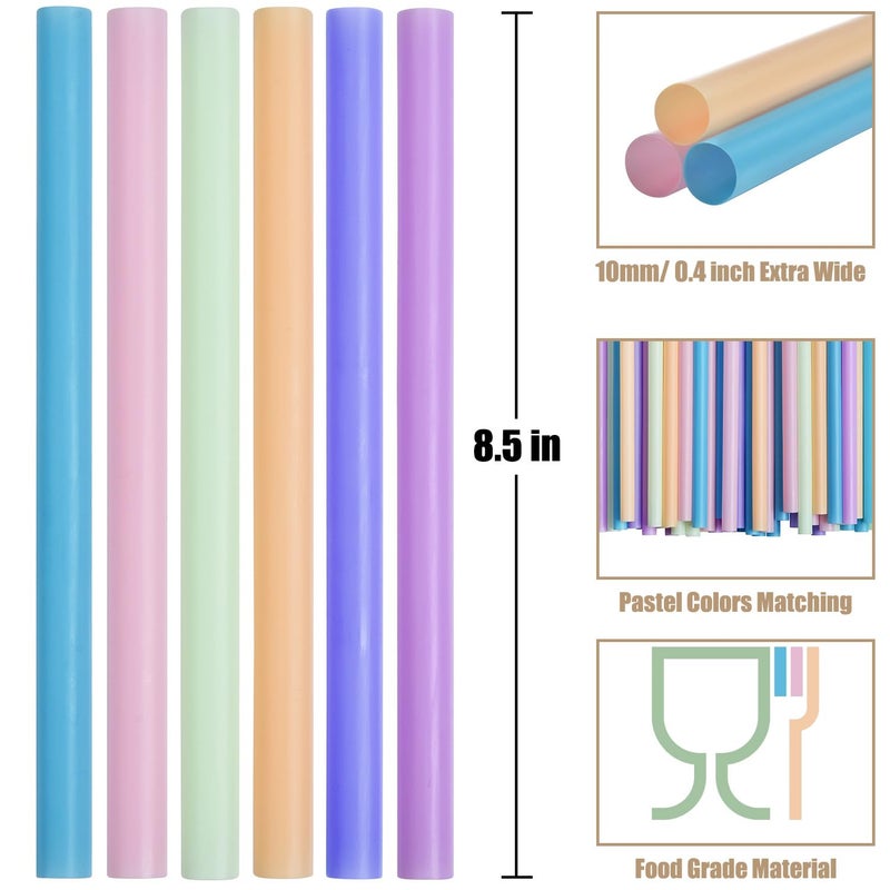 ALINK 100 pcs Jumbo Plastic Smoothie Straws, Wide Assorted Colors Disposable Drinking Straws for Milkshakes, Boba, Bubble Tea, Tapioca Pearls - 8.5"L, 0.4" D - Image 2