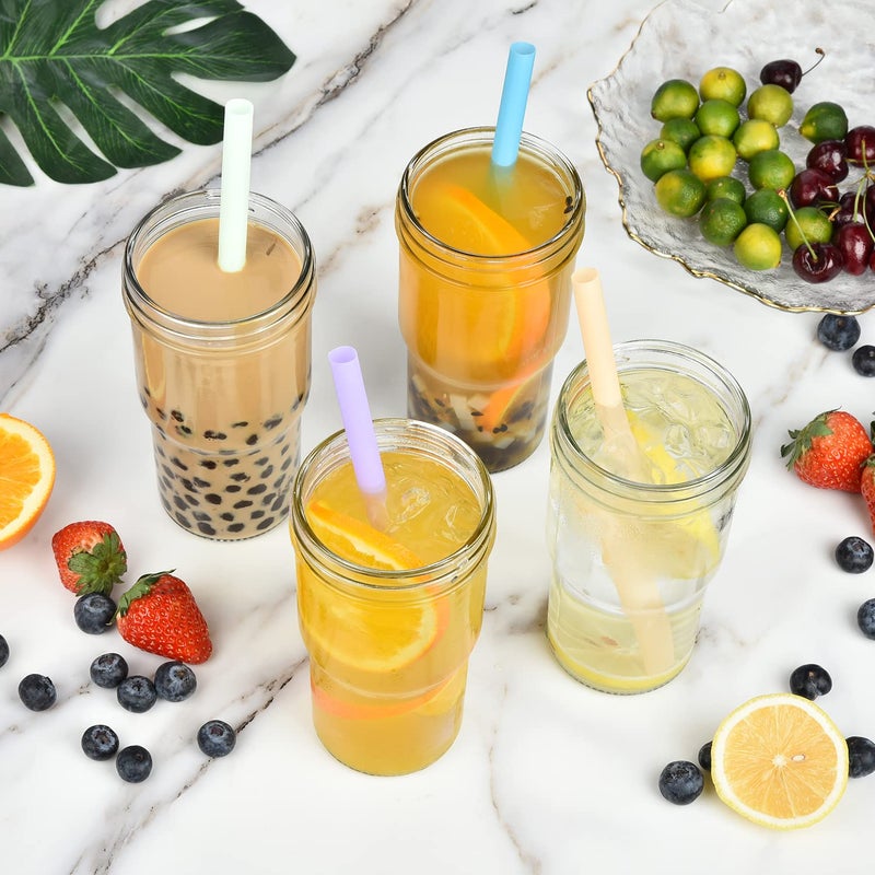 ALINK 100 pcs Jumbo Plastic Smoothie Straws, Wide Assorted Colors Disposable Drinking Straws for Milkshakes, Boba, Bubble Tea, Tapioca Pearls - 8.5"L, 0.4" D - Image 4