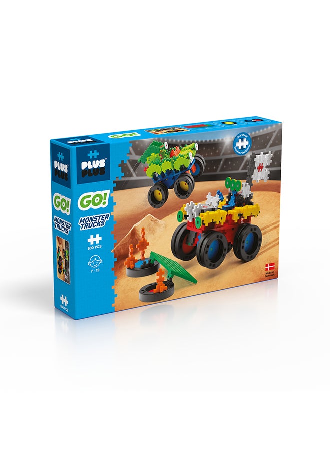 Plus-Plus Creative Building Blocks, Monster Trucks, Construction Toy, Plusplus Go, 600 Pieces, Basic  - Image 2