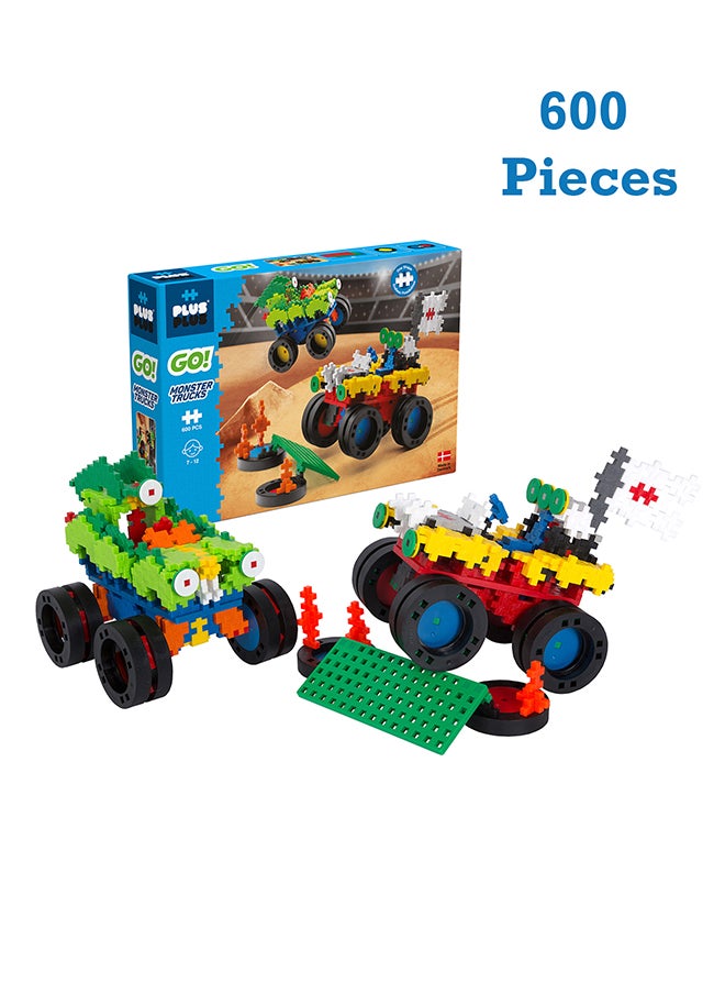 Plus-Plus Creative Building Blocks, Monster Trucks, Construction Toy, Plusplus Go, 600 Pieces, Basic  - Image 1