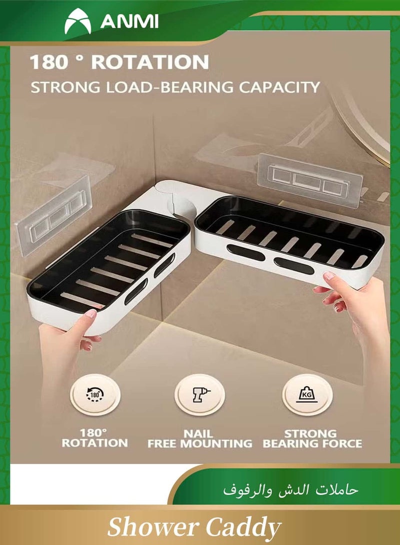 Anmi Corner Shower Caddy, Adhesive Bathroom Shower Organizer, Wall Mounted Shower Rack for Inside Shower & Bathroom Storage&Home Decor - Image 3