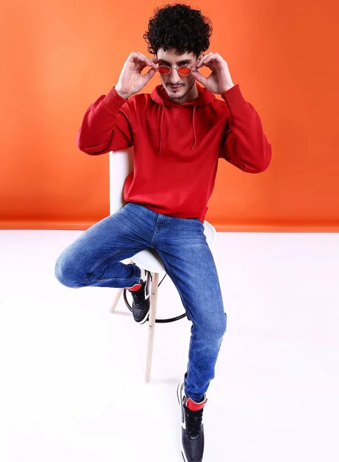 The Indian Garage Co  The Indian Garage Co Men Regular Fit Solid Hooded Full Sleeves Sweatshirt  | Best Price UAE