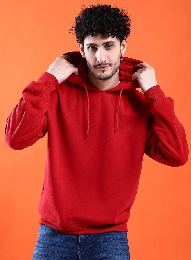 The Indian Garage Co  The Indian Garage Co Men Regular Fit Solid Hooded Full Sleeves Sweatshirt  | Best Price UAE