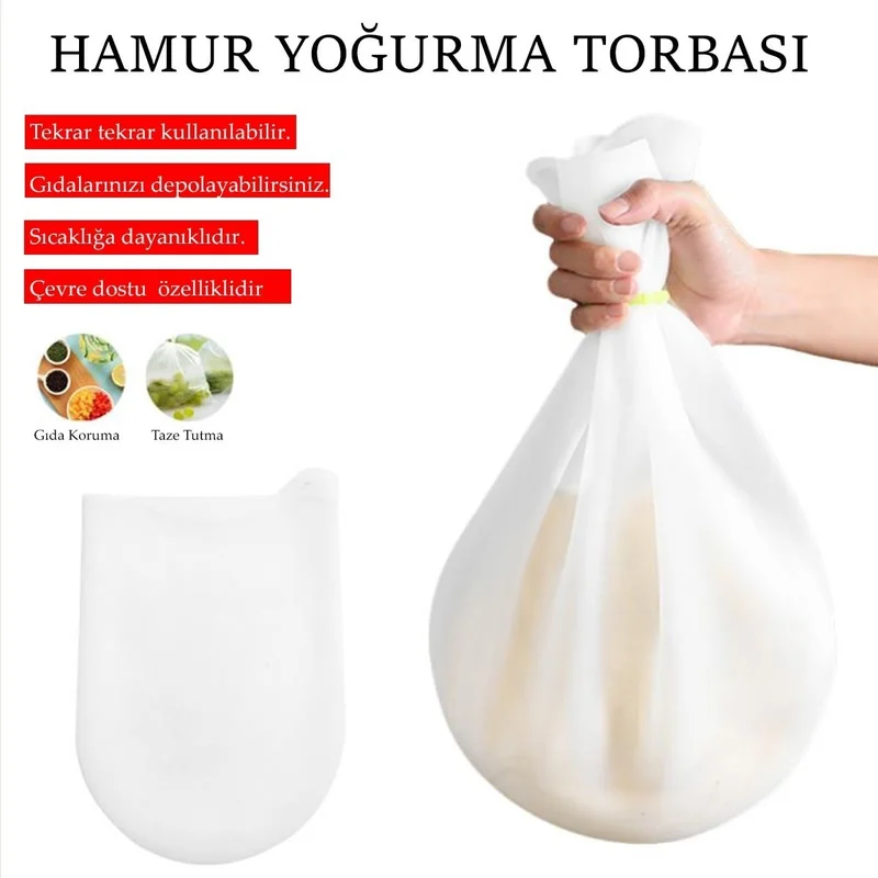5 دي ام Medium Dough Bag Silicone Transparent Dough Kneading Bag Bread Pasta Ravioli Dough Easy Kneading