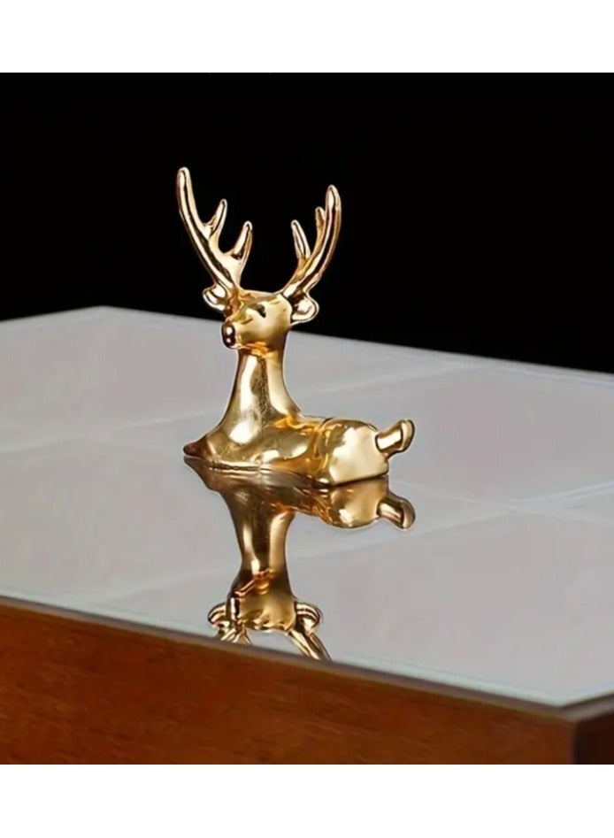 Solid Wood Dates Box with 4 Grids - Gold Deer Accent & Frosted Glass Cover, Ramadan Serving Storage for Dates/Candy,home decor - Image 5