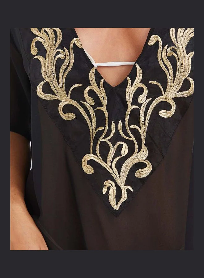 Styli Embroidered Detail Maxi Kimono