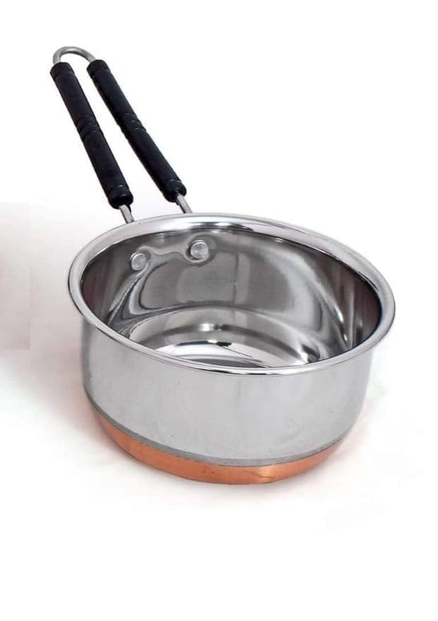 SHOPSIDEX Stainless Steel Copper Bottom Sauce Pan With Flat Base - Tea Maker, Milk Coffee Bhgoni, Tapeli Patila, Pot (500 ml) - Image 4