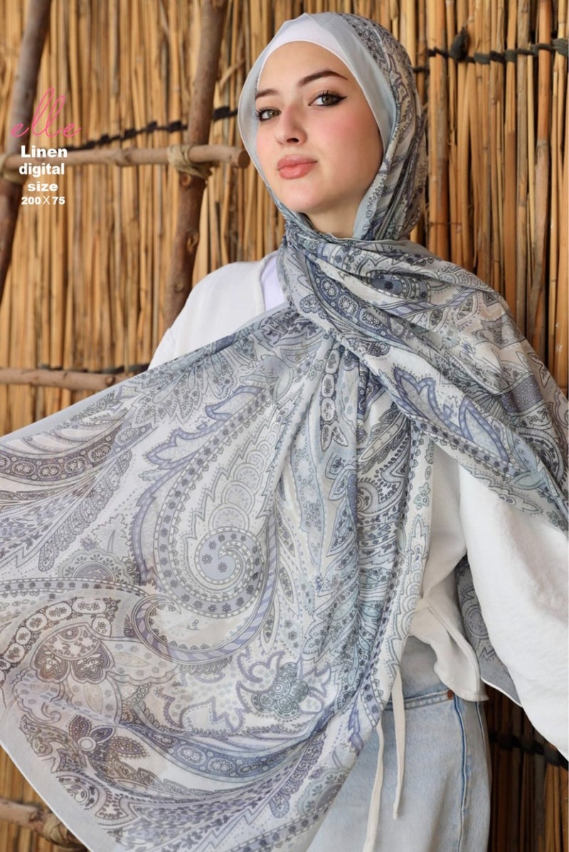 طرحة وشاح حجاب إسلامي قطن لينين فاخر للنساء – تصميم أنيق للمناسبات والاستخدام اليومي – مقاس 200 × 75 سم
