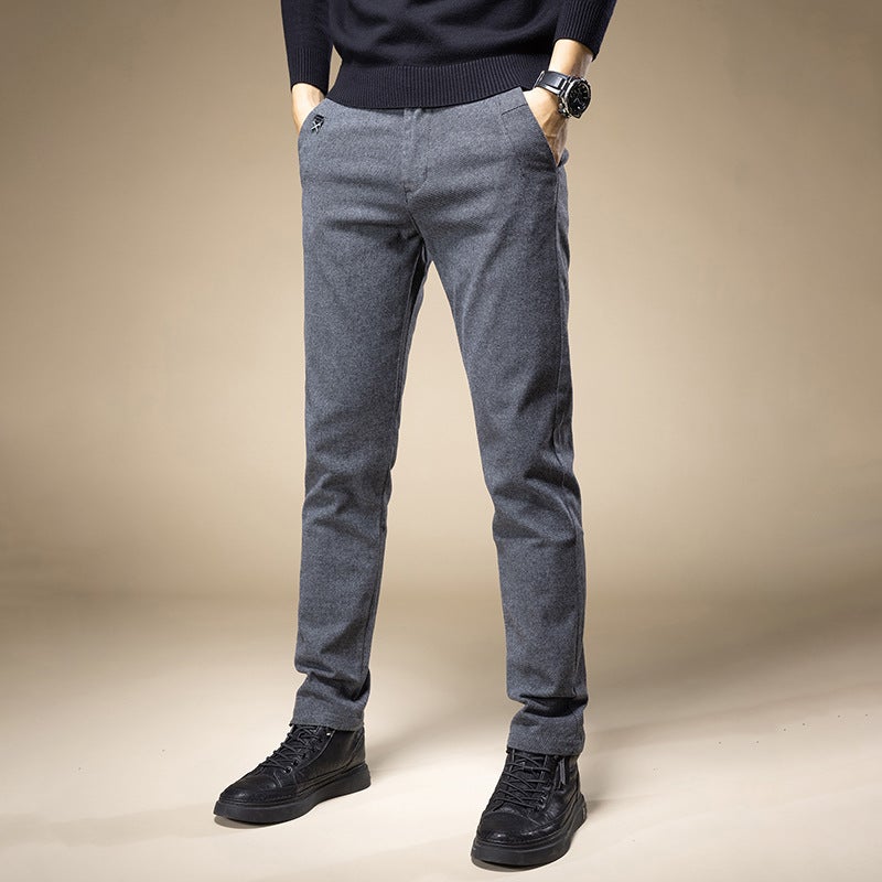 Generic Mens Regular Stretch Jeans Mens Youth Business Casual Slim-fit Slim Leg Pants Mens All-match Long Pants 823 Black - Image 2