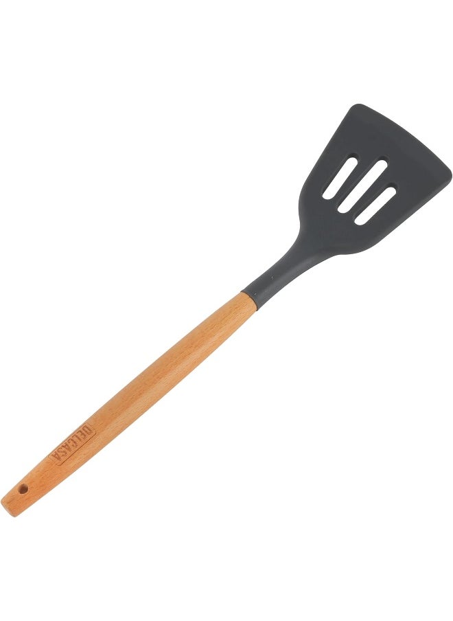 DELCASA Delcasa DC3173 Silicone Slotted Turner with Wooden Handle  - Image 5