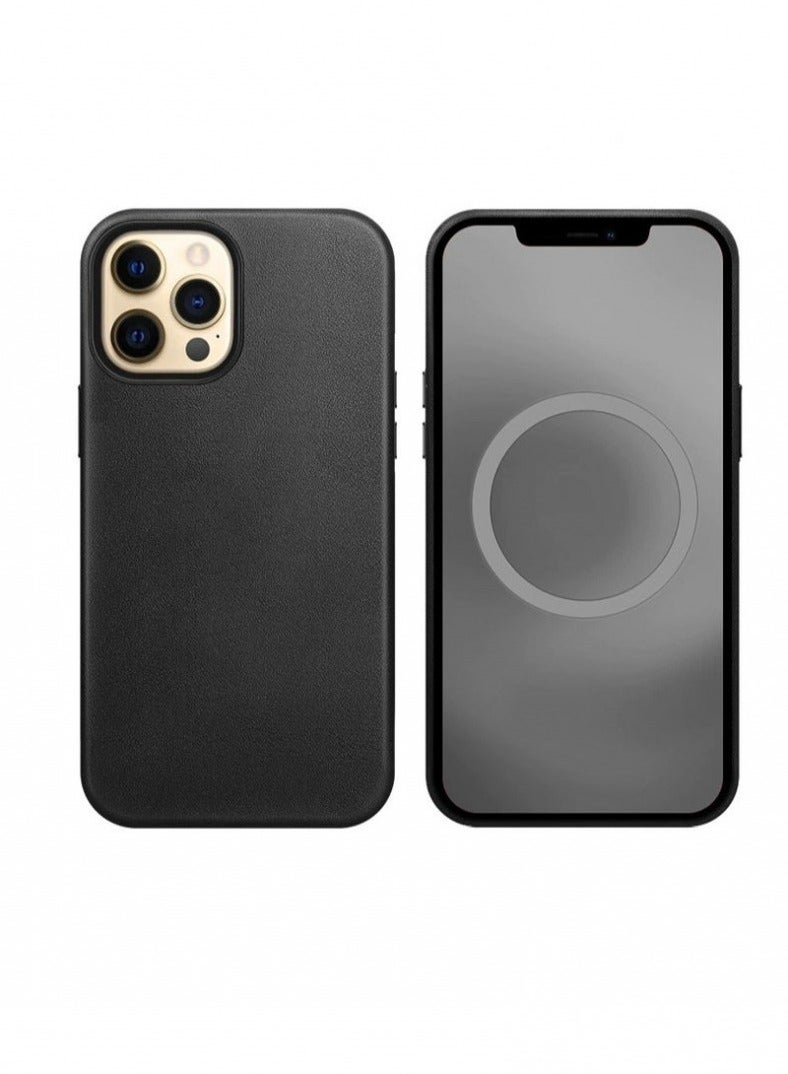Eltrazone Case for iPhone 13 Pro Max Ultra-Thin Shockproof All Inclusive Cowhide Soft Cases With Animation Fiber Flocking Lining Anti-Sweat Leath (Color:Black)