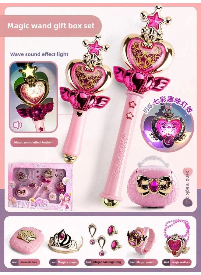 Free Mail A Generation Of Toys Flower Fairy Magic Wand Suit Luminous Magic Fairy Treasure Chest Handbag Fairy Wand-Color:Red Magic Wand 11-piece Set (83331)  - Image 1