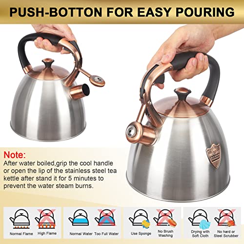 LUXGRACE Tea Kettle -2.9 Quart Tea Kettles Stovetop Whistling Teapot Stainless Steel Tea Pots for Stove Top Whistle Tea Pot - Image 5