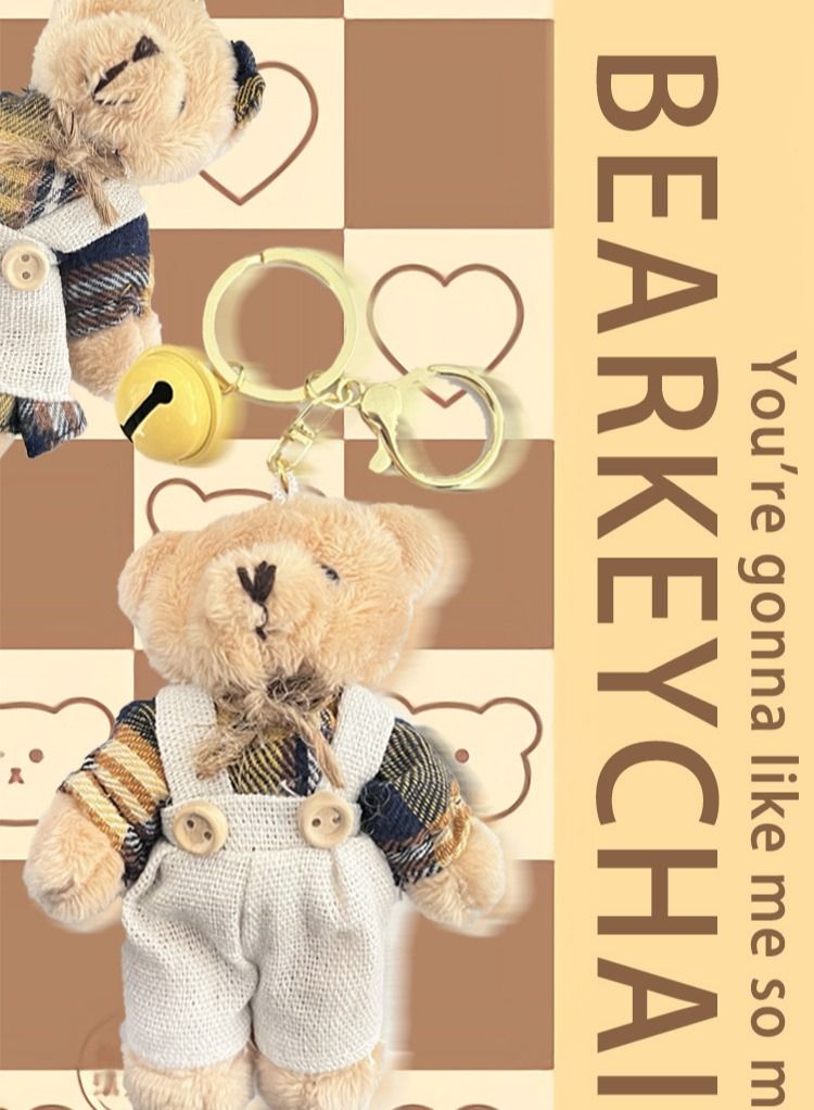 Cartoon keychain Linen Bear Doll Bag Pendant Creative Bag Banging Toys - Image 2