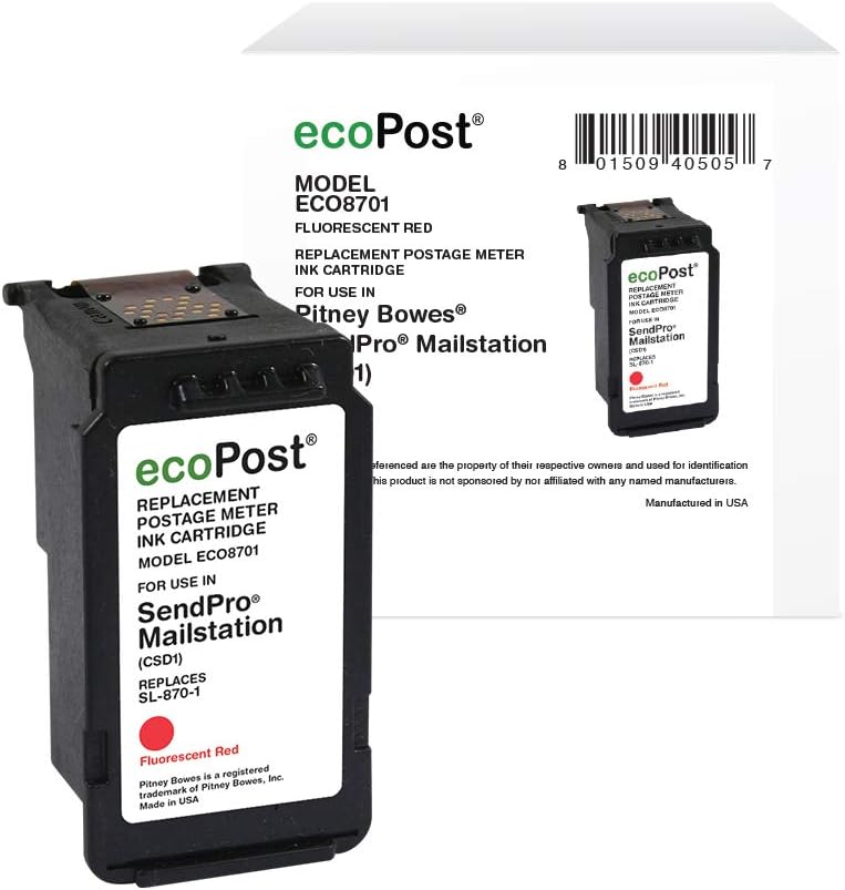 ã‚¯ãƒ­ãƒãƒ¼(Clover) ecoPost Brand Remanufactured Postage Meter Cartridge Replacement for Pitney Bowes SL-870-1 | Red - Image 1