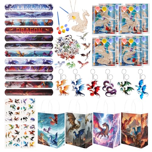 Vanblue 122Pcs Dragon Party Favors Dragon Birthday Party Decorations Goodie Bags Stuffers Fillers Gift Bags for Birthday Themed Party Supplies Classroom Rewards Gifts for Boy Girls - Image 1