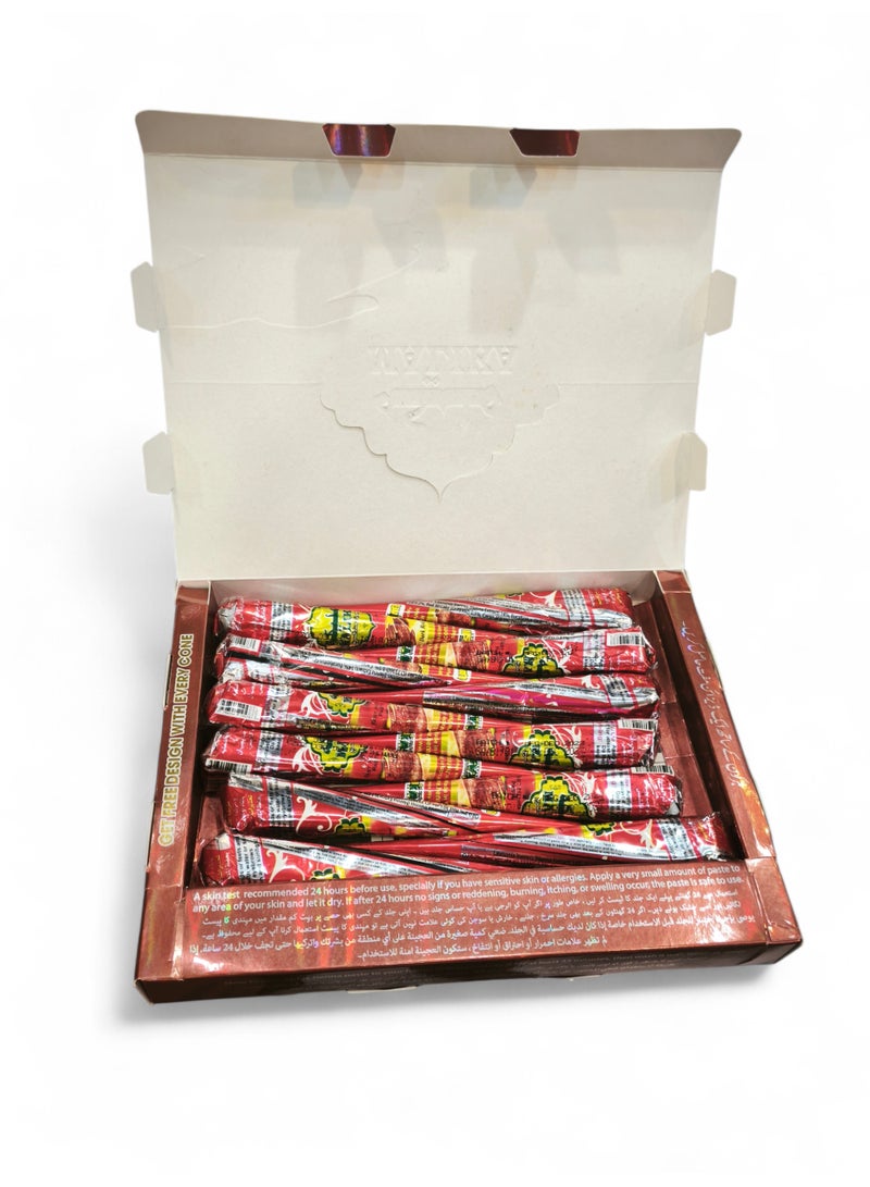 Malika Cone Henna Box Natural Paste 12 Pieces Dark Red - Image 2