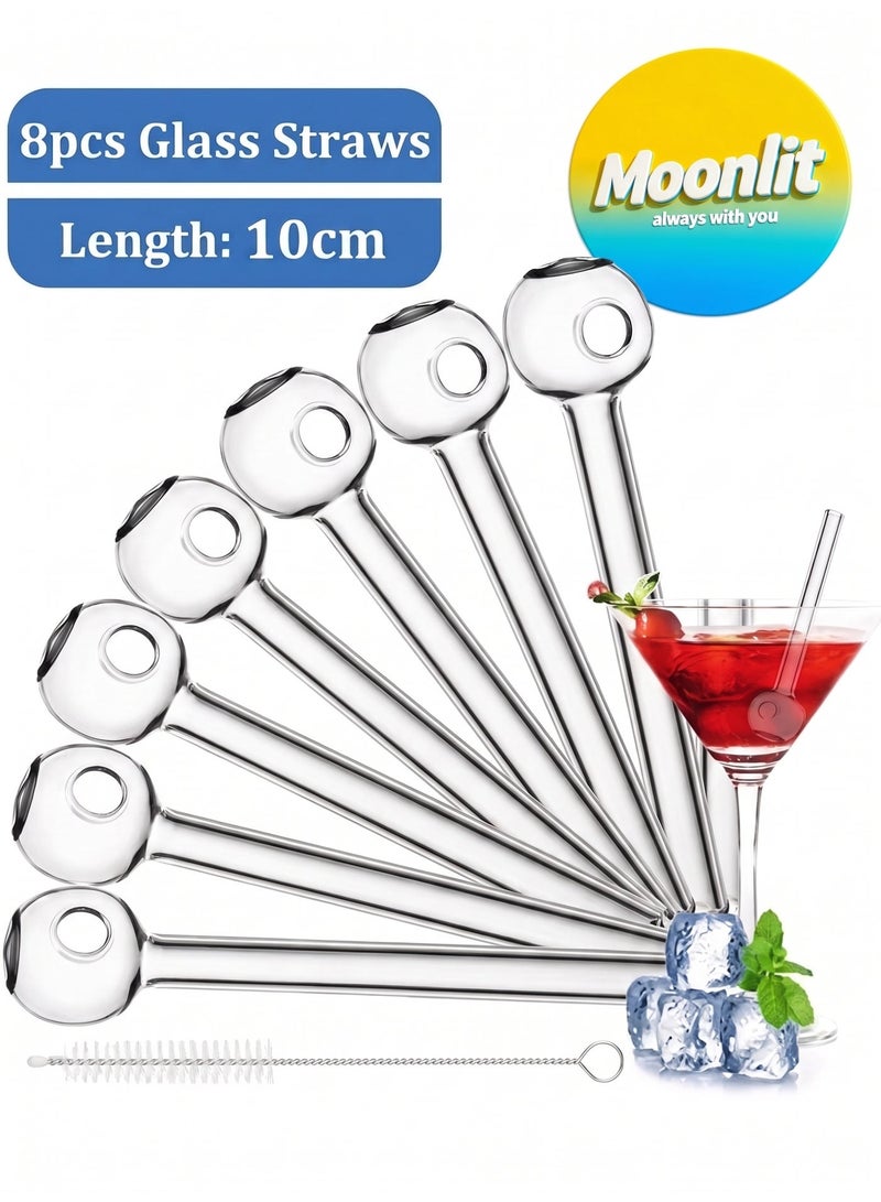 general 8 Pieces Glass Straws, 4 Inch Reusable Glass Straws Set with Cleaning Brush, Breakproof Drinking Straws Perfect for Drinks, Smoothies, Coffee, Juice (Clear) - Image 1