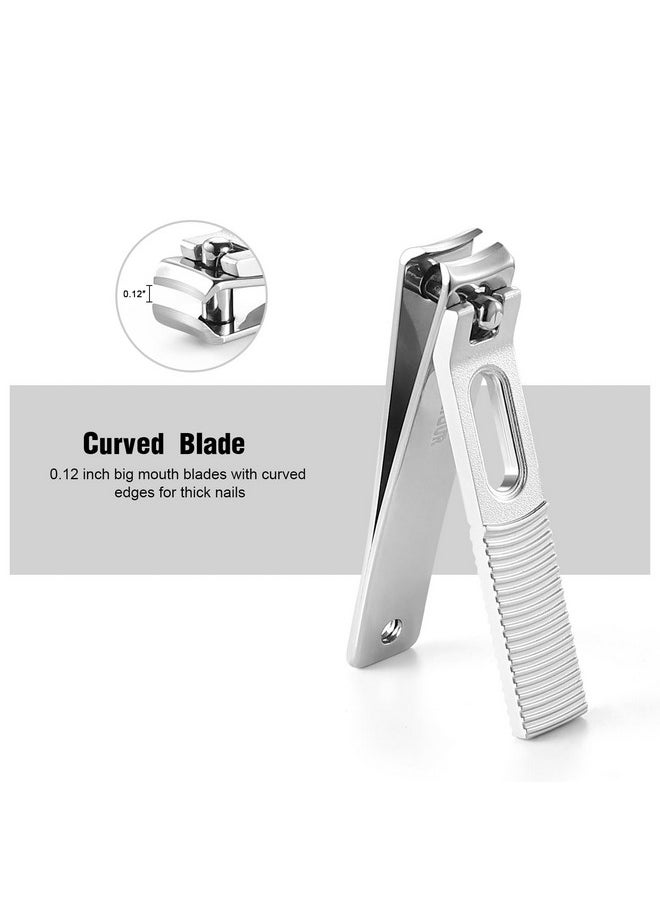 HAWATOUR HAWATOUR Nail Clippers Set, Zinc Alloy 420J2 Stainless Steel Ultra Sharp Curved Blade Fingernail and Toenail Clipper with Visibly Tin Case, Cut-Out Design, Silver  - Image 5