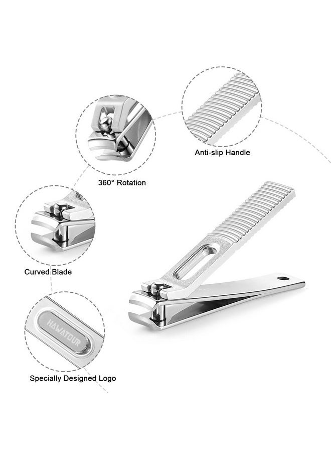 HAWATOUR HAWATOUR Nail Clippers Set, Zinc Alloy 420J2 Stainless Steel Ultra Sharp Curved Blade Fingernail and Toenail Clipper with Visibly Tin Case, Cut-Out Design, Silver  - Image 3