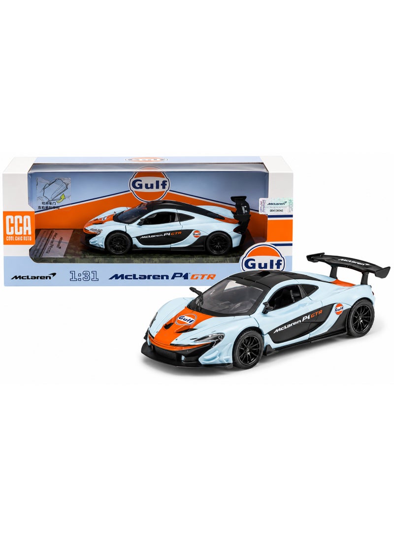 CCA 1:31 MCLAREN P1 BLUE Diecast Alloy Car Model Toy Car with Light, Sound, Opening Doors & Pull Back Action - Image 1