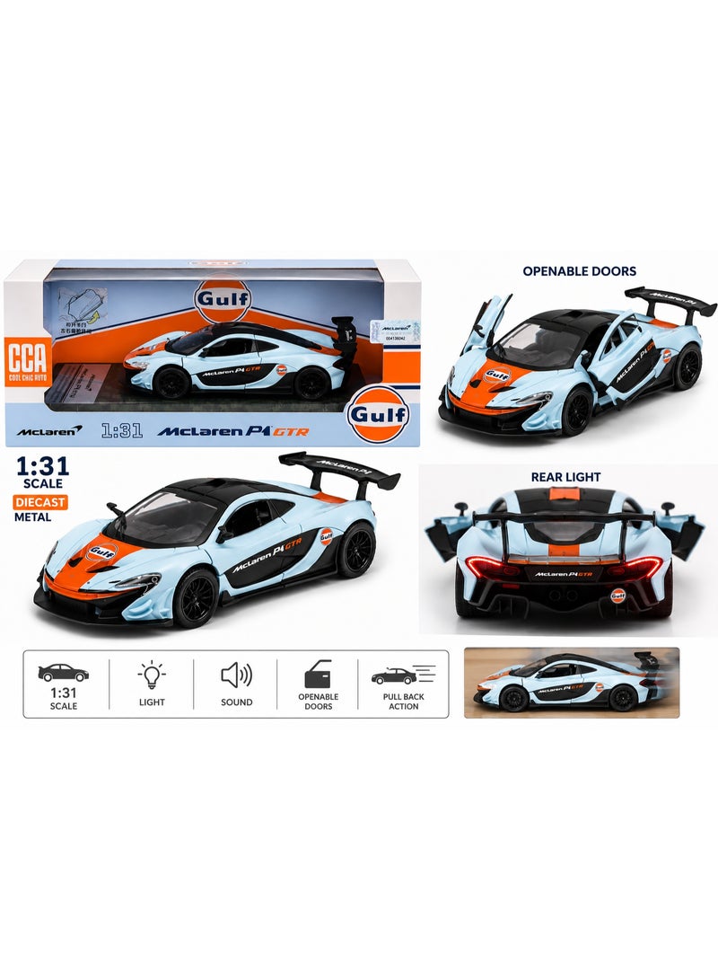 CCA 1:31 MCLAREN P1 BLUE Diecast Alloy Car Model Toy Car with Light, Sound, Opening Doors & Pull Back Action - Image 2