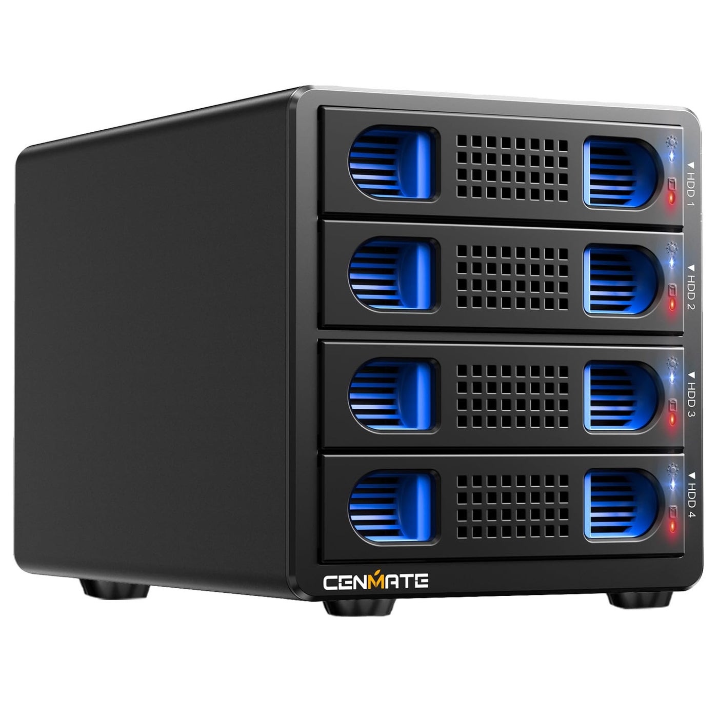 CENMATE 4 Bay Hard Drive Enclosure with Cooling Fan for 2535 SATA HDDSSD with USB AC 30 Cable ToolFree HDD Enclosure 35 Hard Drive Enclosure Support 80TB Hot SwappableNO RAIDNAS