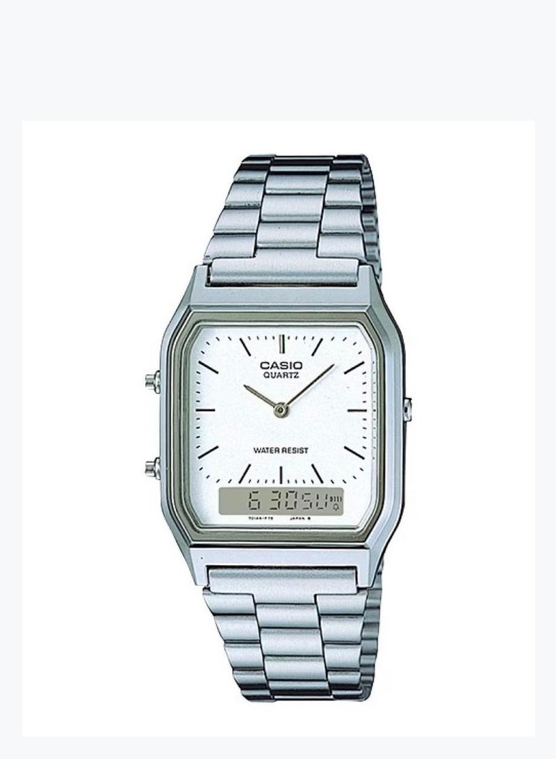 CASIO Men's Stainless Steel Analog Digital Wrist Watch AQ-230A-7DMQ (CN) - 30 mm - Silver - Image 1