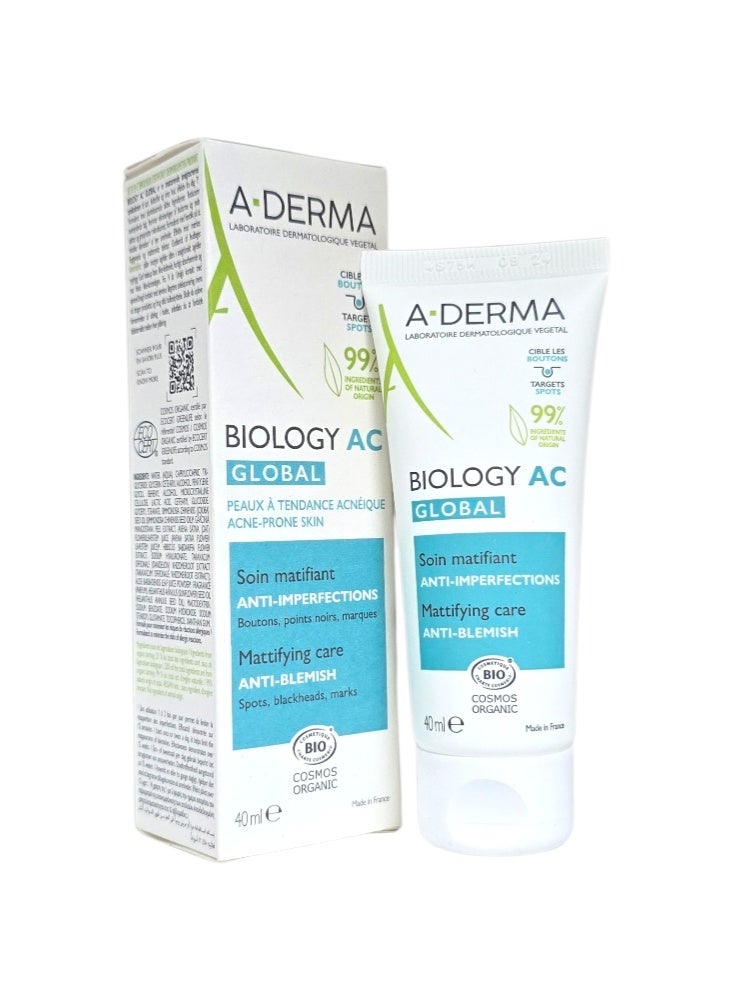 A-DERMA Biology AC Global Soin, Matifiant Anti-Imperfections 40 ml - Image 1