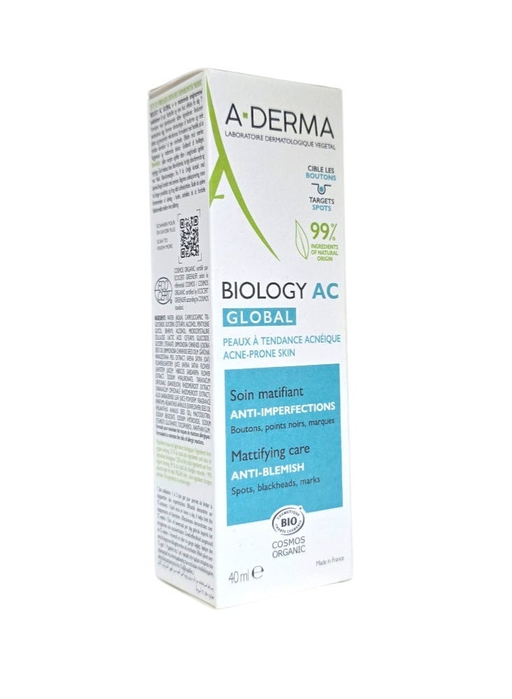 A-DERMA Biology AC Global Soin, Matifiant Anti-Imperfections 40 ml - Image 3