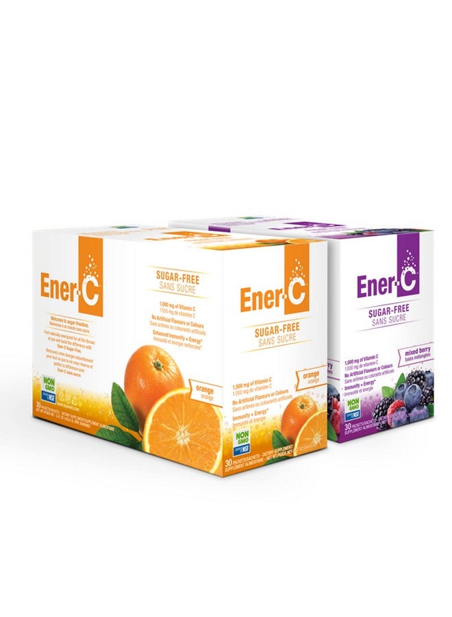 Ener-C فيتامينات إلكتروليتات خالية من السكر بنكهة البرتقال والتوت المختلط 1000 ملغ للترطيب 30 حبة (عبوة من 2) - Image 1