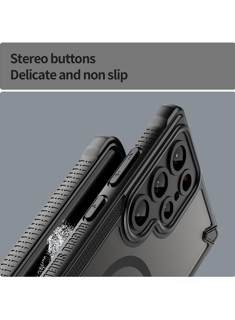 Cover For Samsung Galaxy S22 Ultra Armor Glaze MagSafe Magnetic Phone Case Raised edges around the screen and camera lens help prevent scratches - Black - Image 3